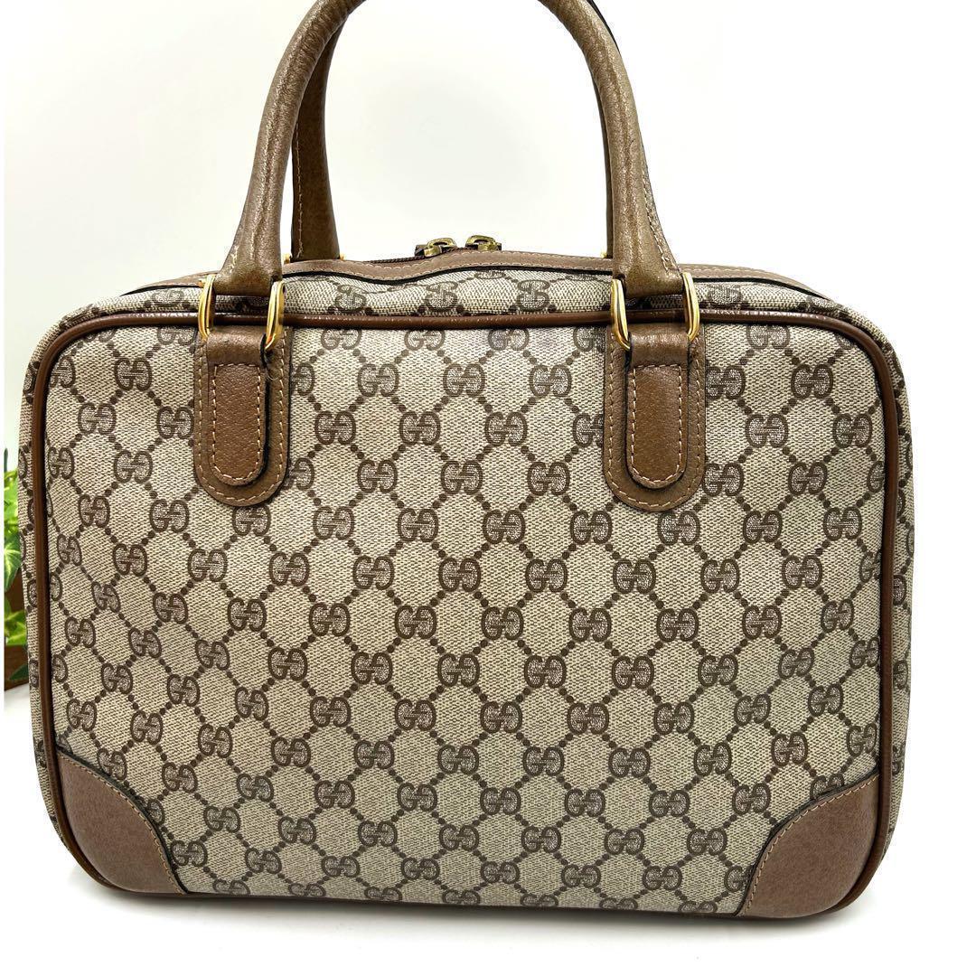 極美品　OLD GUCCIオールドグッチ　ベージュ×ブラウン GGスプリーム