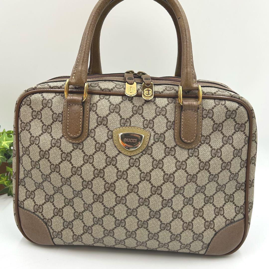 極美品　OLD GUCCIオールドグッチ　ベージュ×ブラウン GGスプリーム