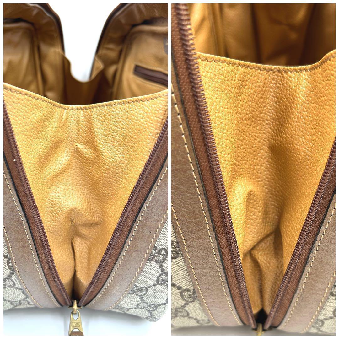 極美品　OLD GUCCIオールドグッチ　ベージュ×ブラウン GGスプリーム