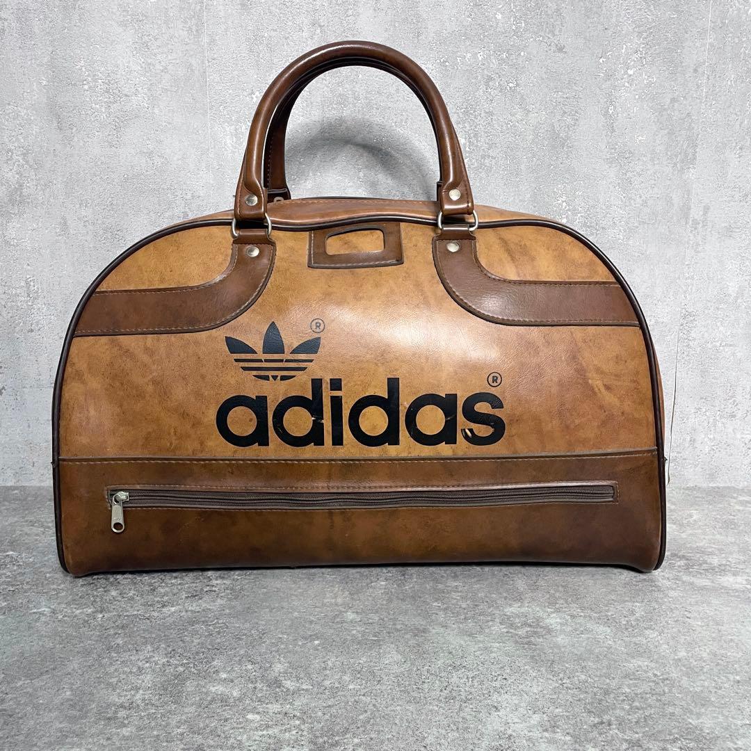 【激渋 70s vintage adidas レザー調 ボストンバック 英国製】