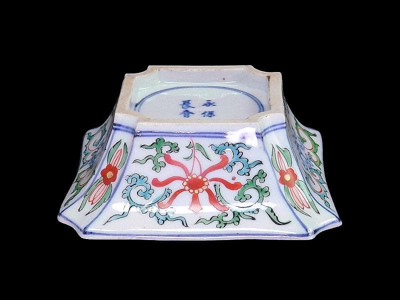 大聖寺伊万里　金襴手　芭蕉葉に唐人の図　四方角向付　B346AS-fbsr