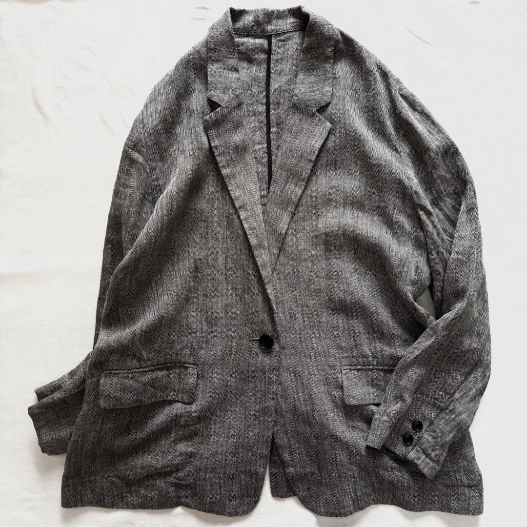 極美品☆Spick and Span リネンエアリージャケット38 ヘリンボーン