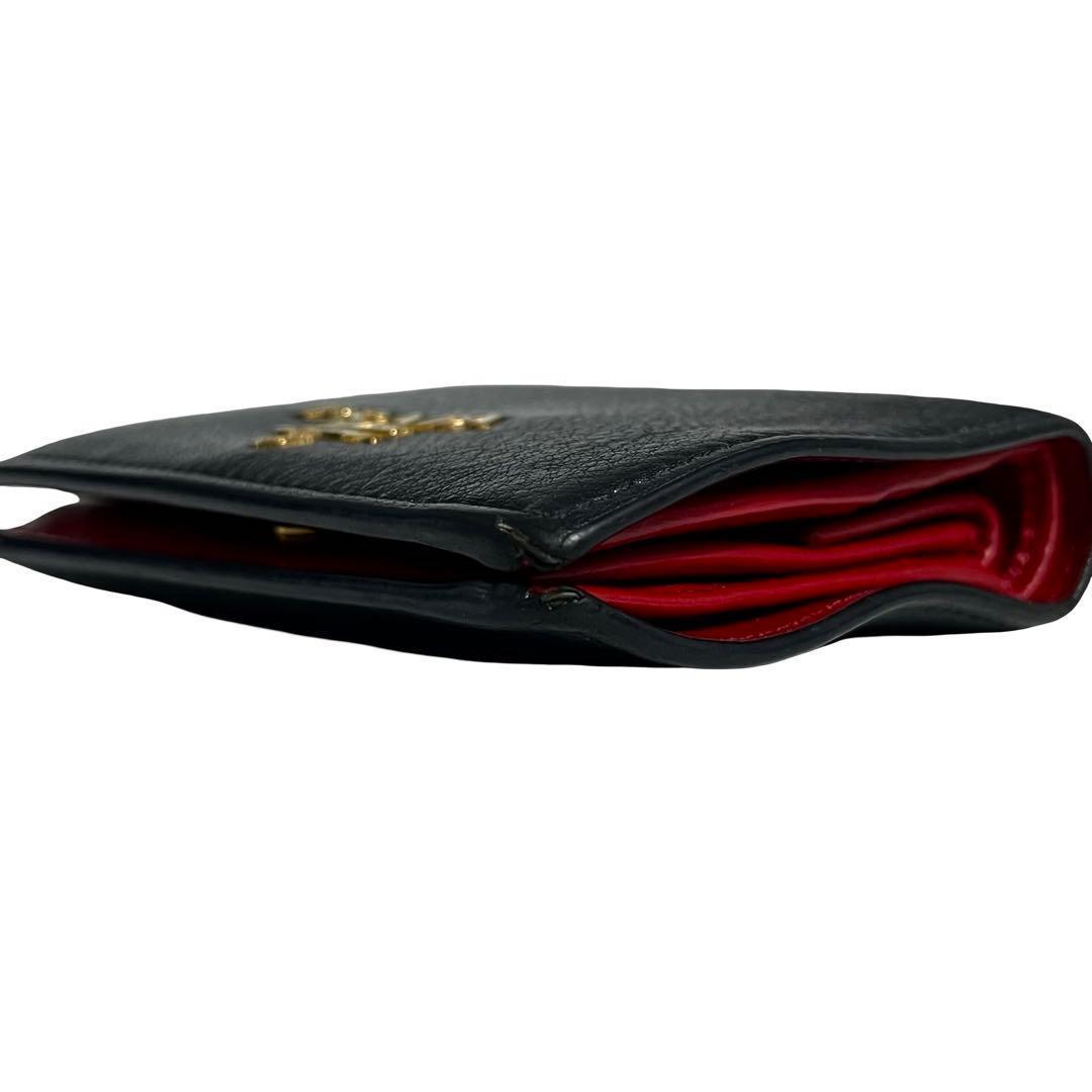 レア✨プラダ ２つ折り財布 ヴィッテログレイン レザー バイカラー 黒 レッド
