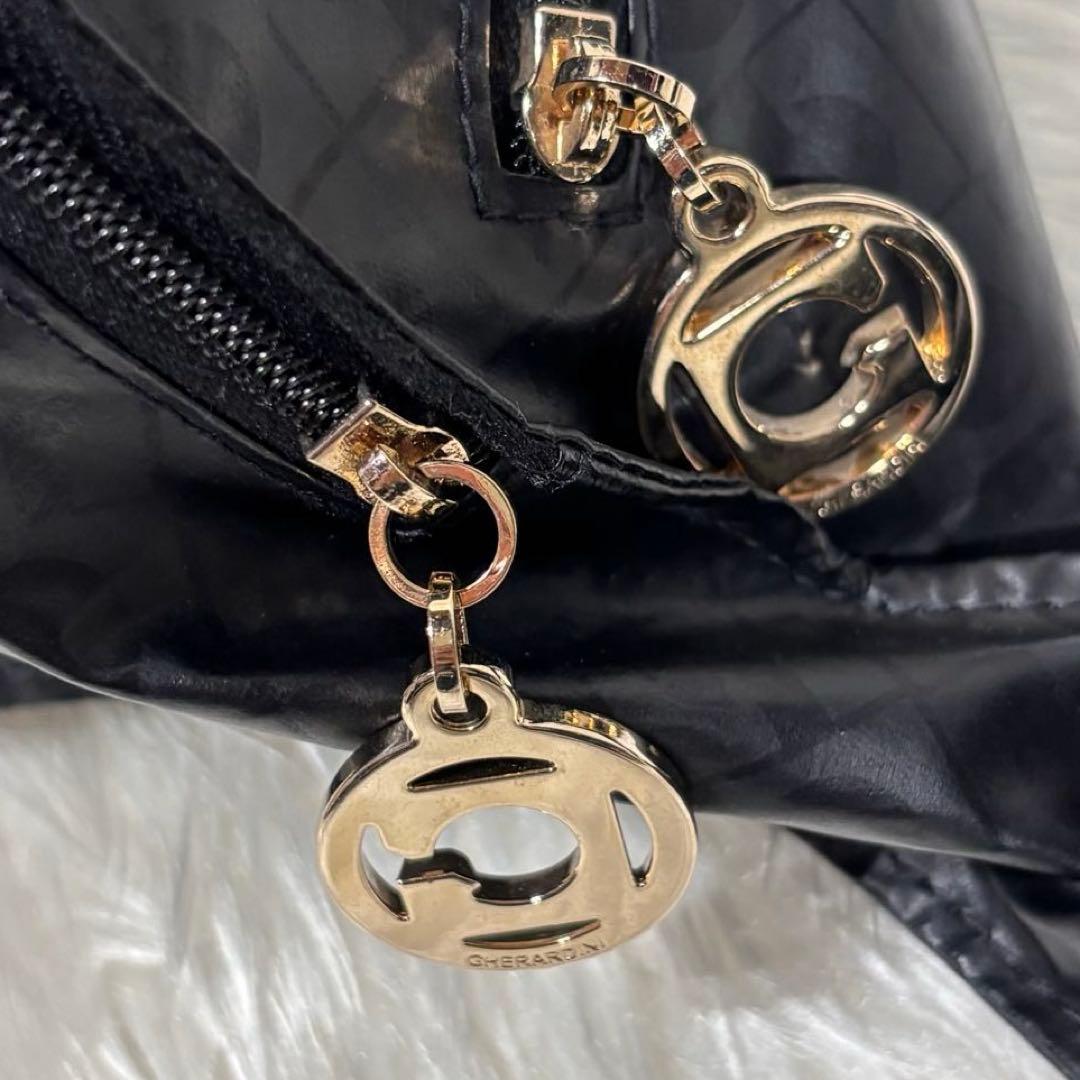 美品✨ゲラルディーニ 総柄 ウエストバッグ ボディバッグ ショルダーバッグ 黒