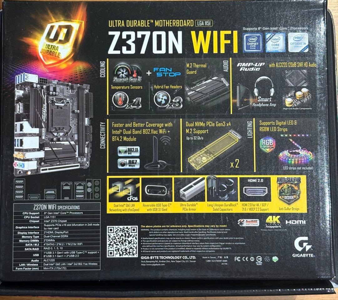 GIGABYTE Z370n WiFi Mini-ITXマザーボード