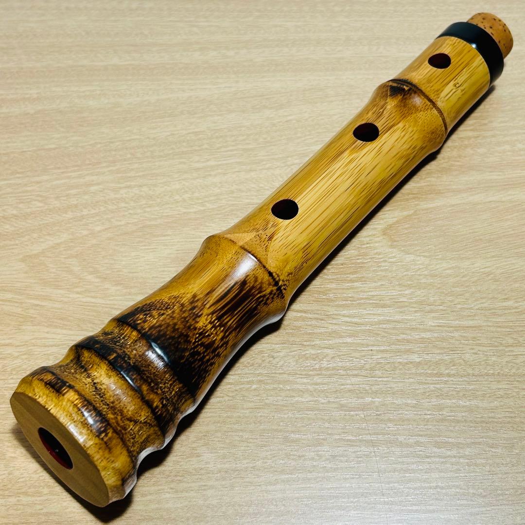 【現状品】胡蝶宝 尺八 合竹 曲管 節あり 焼印あり 琴古流 1.8尺