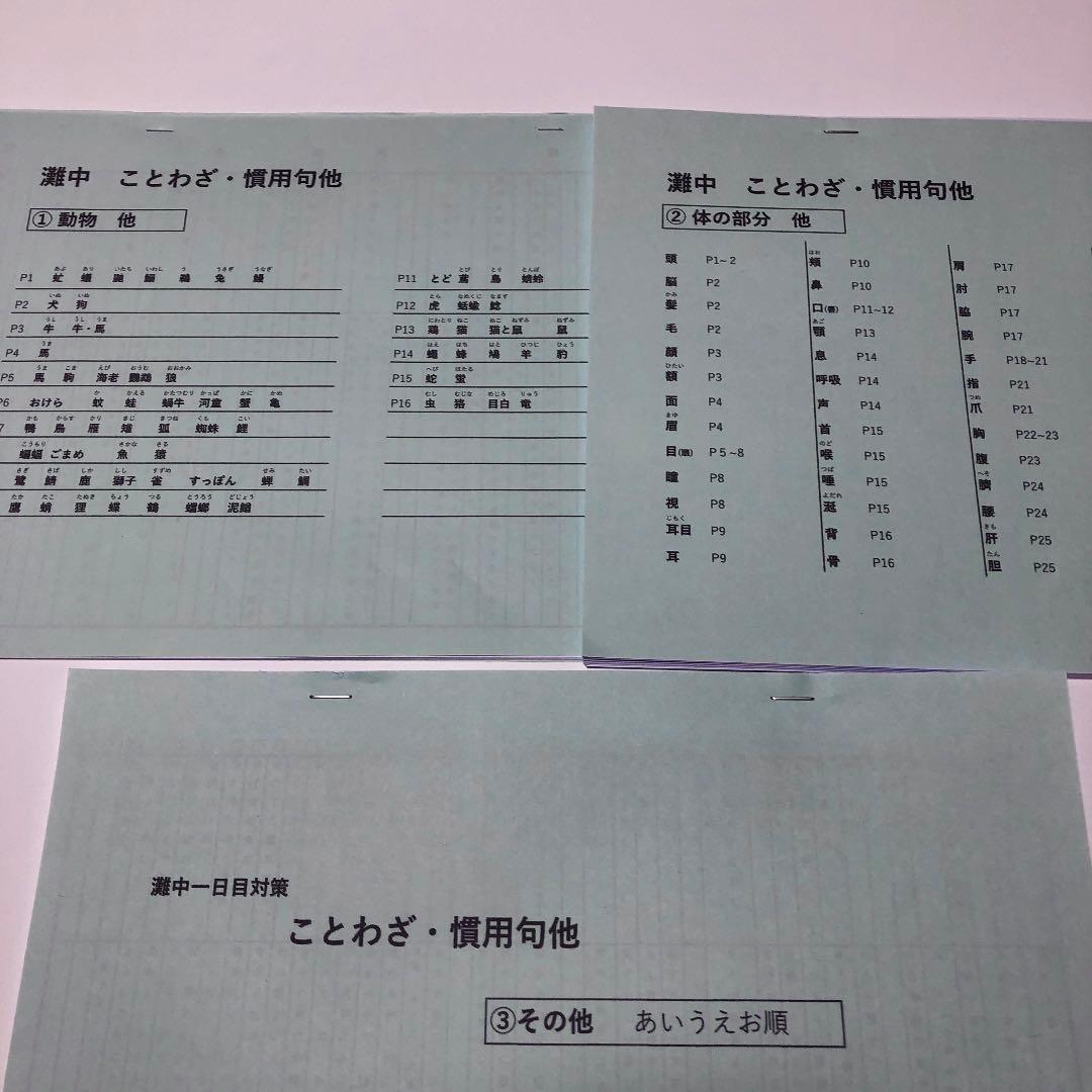 DHNすず　灘中　中学受験　国語 1日目対策資料　4セット