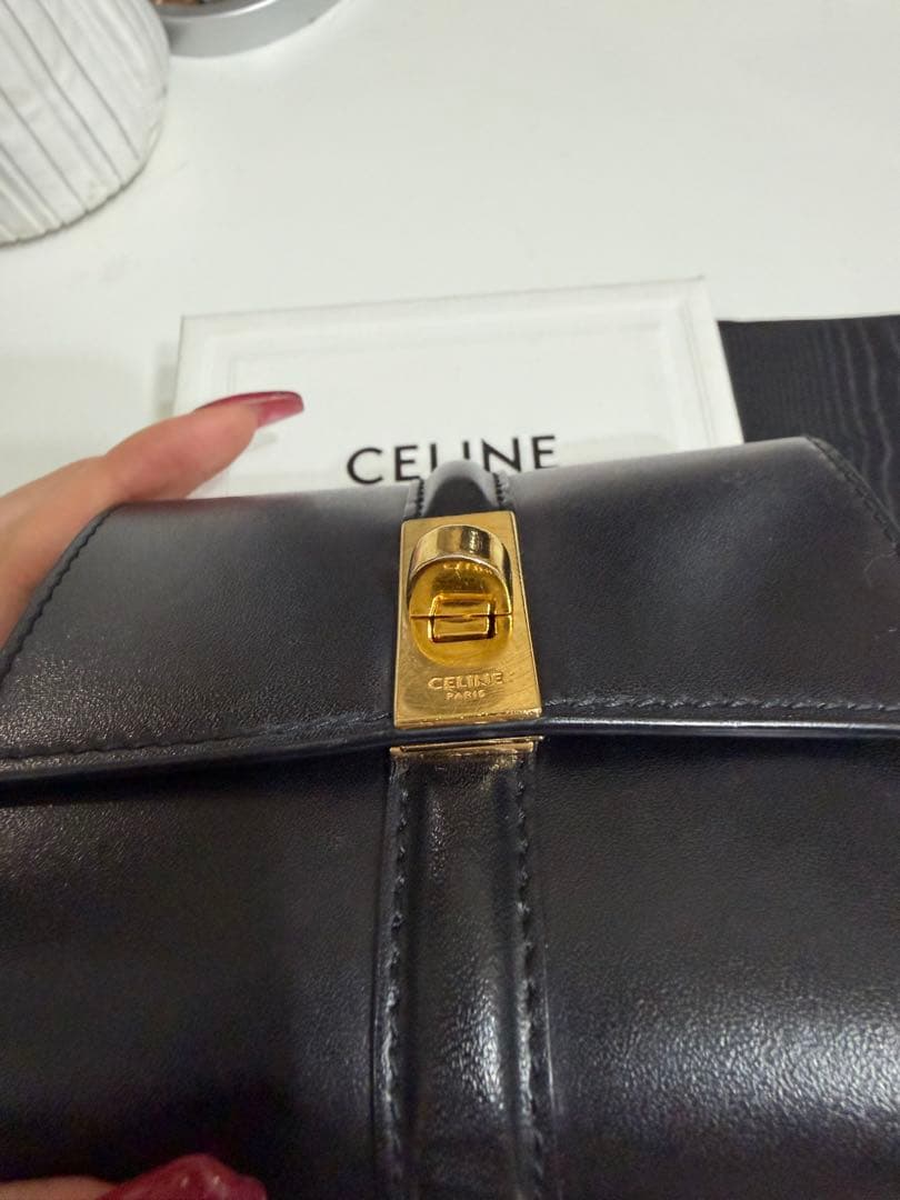 CELINE スモール トリフォールドウォレット サテンドカーフスキン
