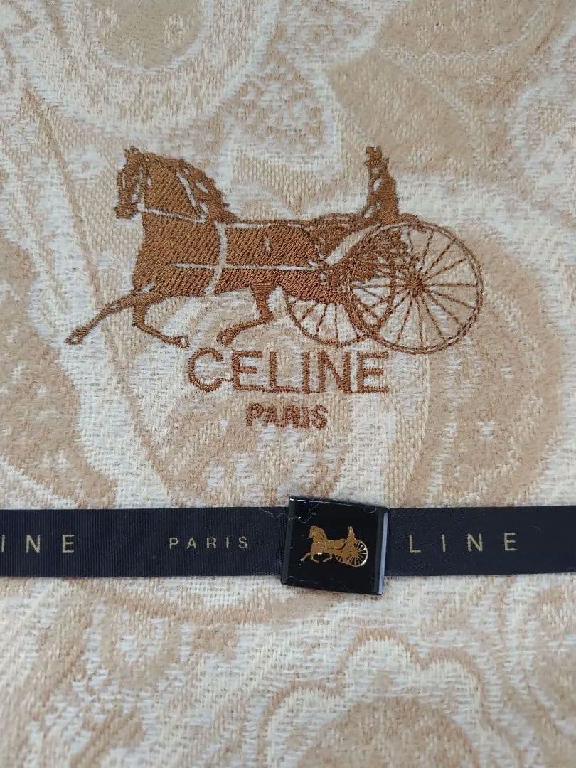 CELINE ペイズリー柄 ベージュ★ウールストールひざ掛け 75x125cm