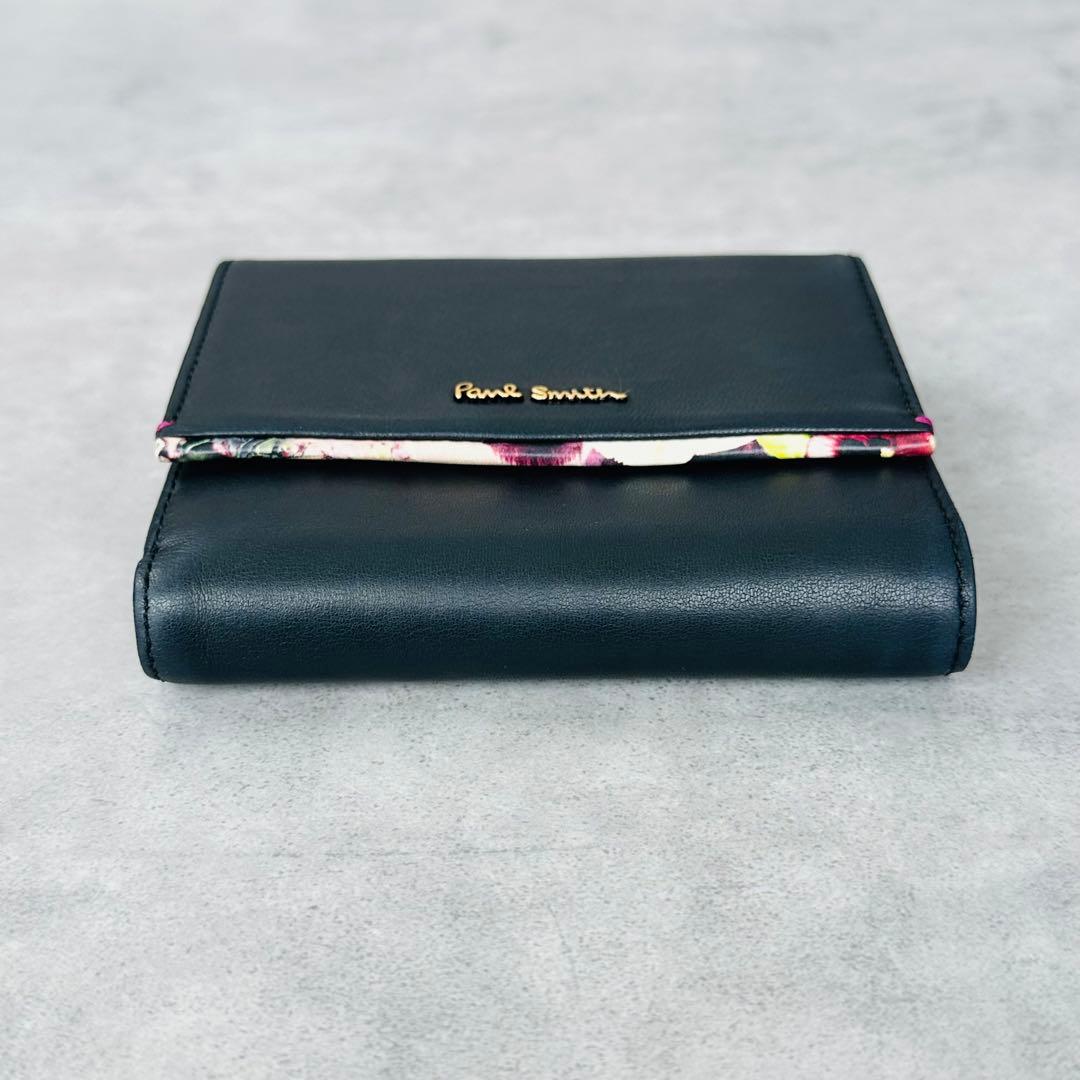 廃盤✨Paul Smith マーガレットプリントトリム がま口 三つ折り財布①