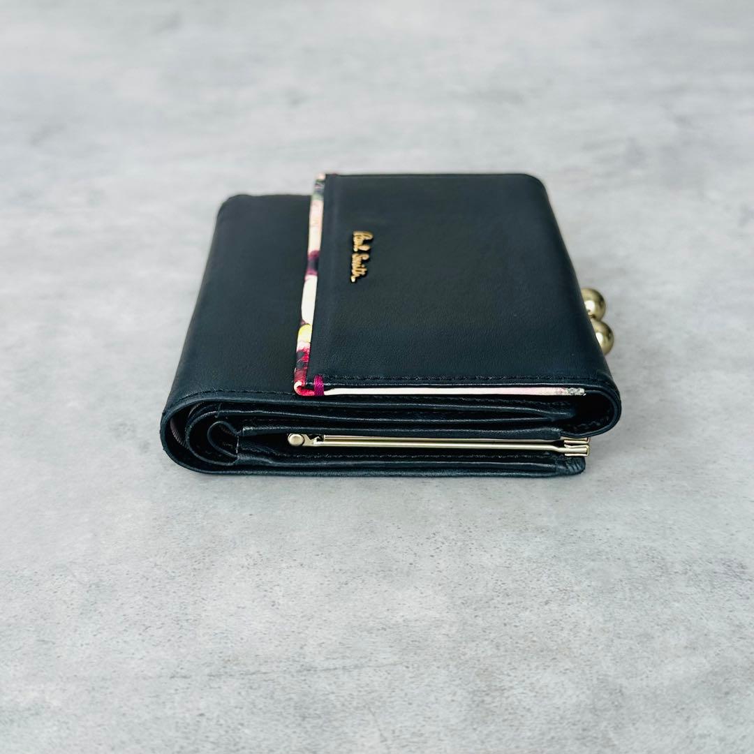 廃盤✨Paul Smith マーガレットプリントトリム がま口 三つ折り財布①