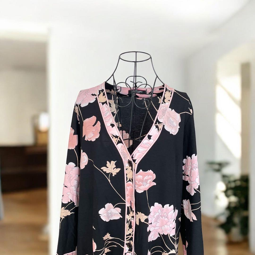 LEONARD FASHION レオナール 花柄 ロングカーディガン 42日本製