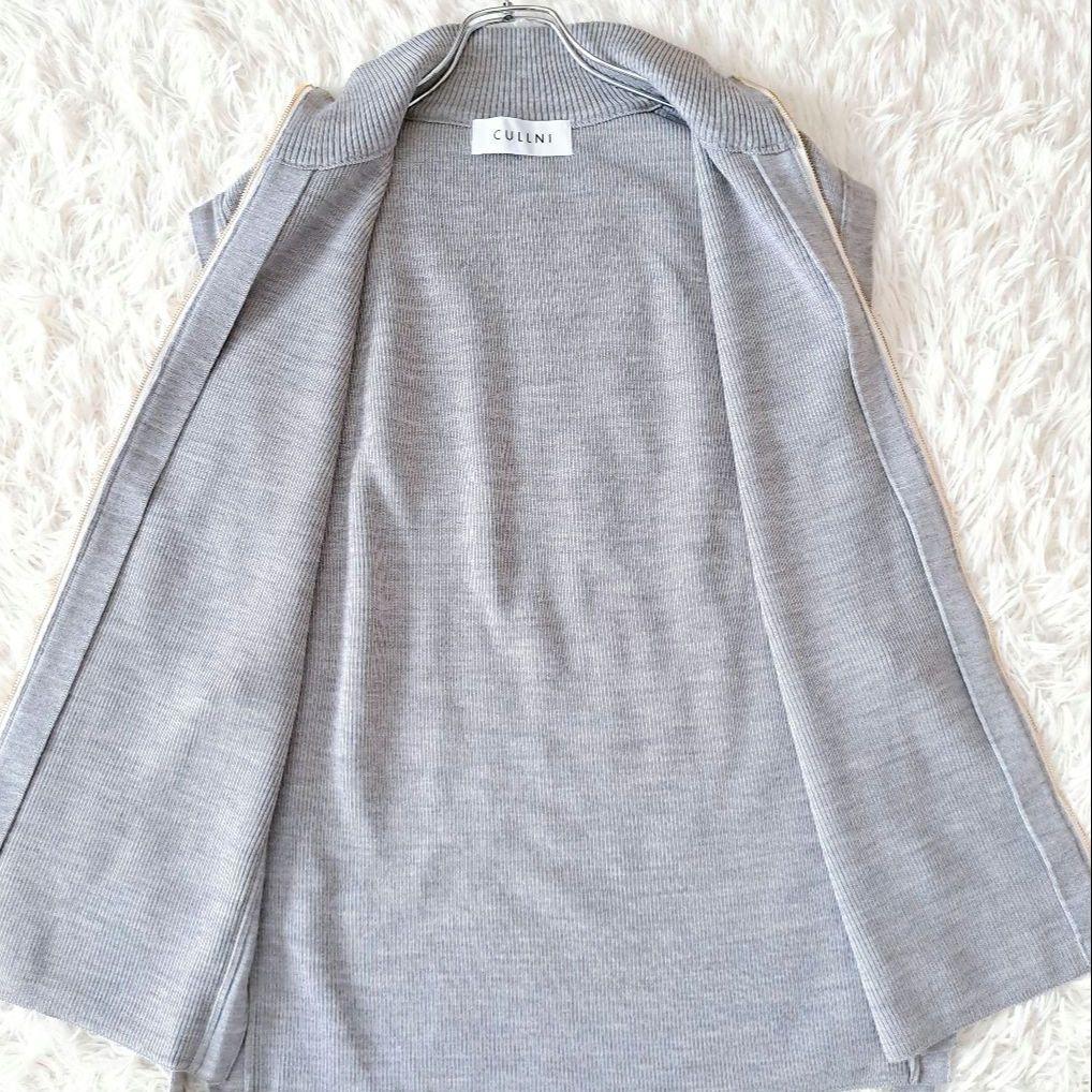 美品 日本製 クルニ 23AW メンズ ジップアップベストニット ハイネック