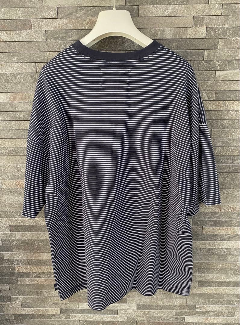 新品タグ付き N!ce round logo tee navy ボーダーTシャツ