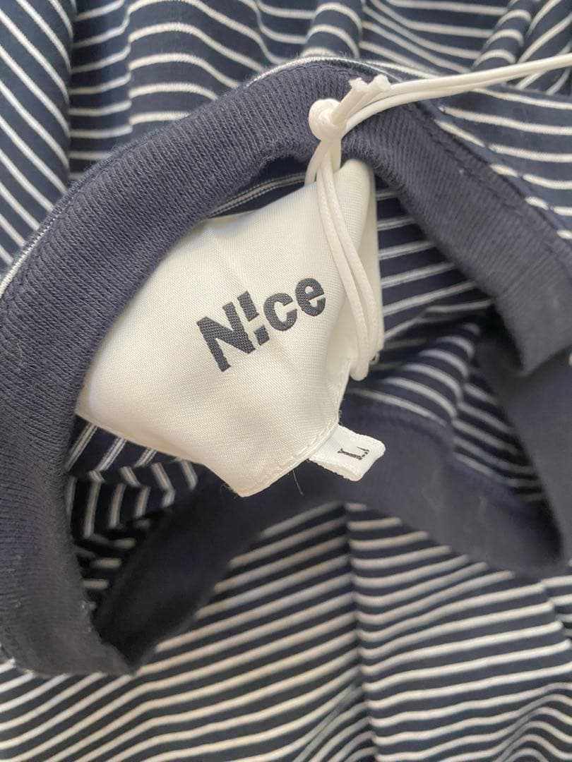 新品タグ付き N!ce round logo tee navy ボーダーTシャツ