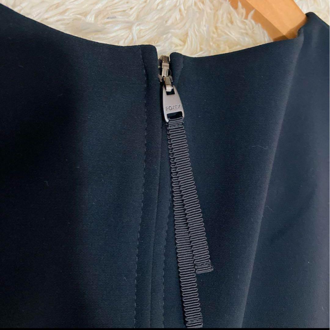 極美品　FOXEY NEWYORK Aラインタックワンピース 黒