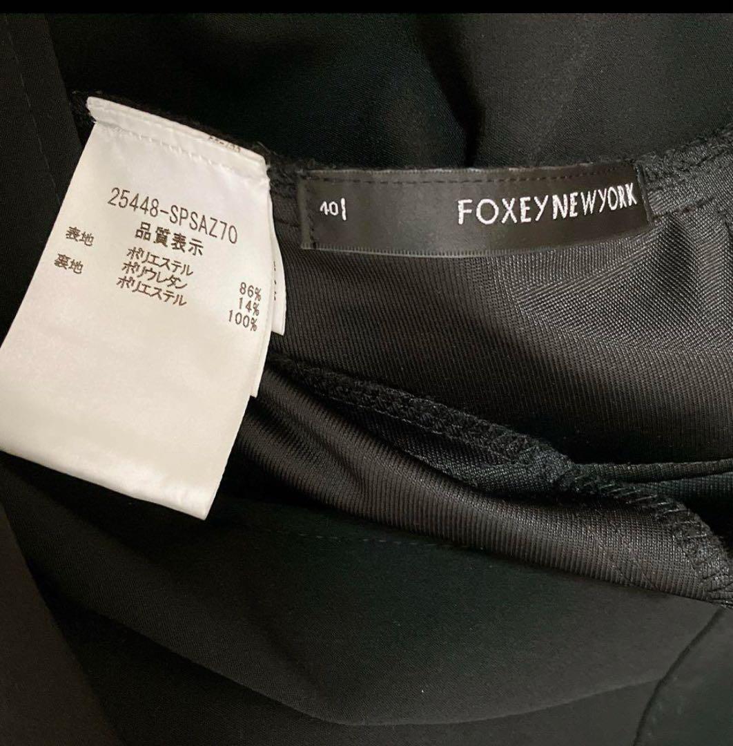 極美品　FOXEY NEWYORK Aラインタックワンピース 黒