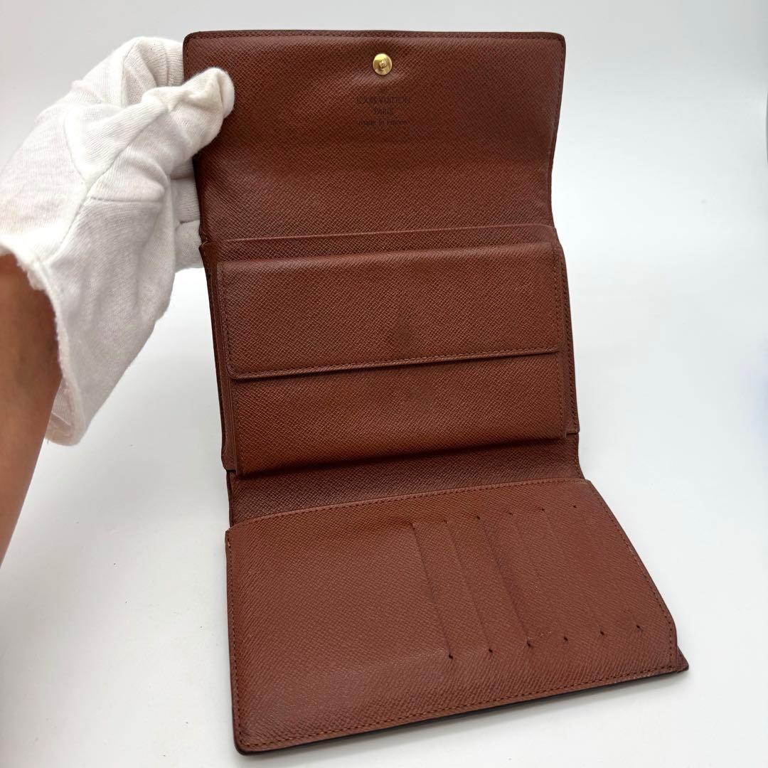【美品】ルイヴィトン　モノグラム　エテュイパピエ　三つ折り財布　財布　ブラウン系