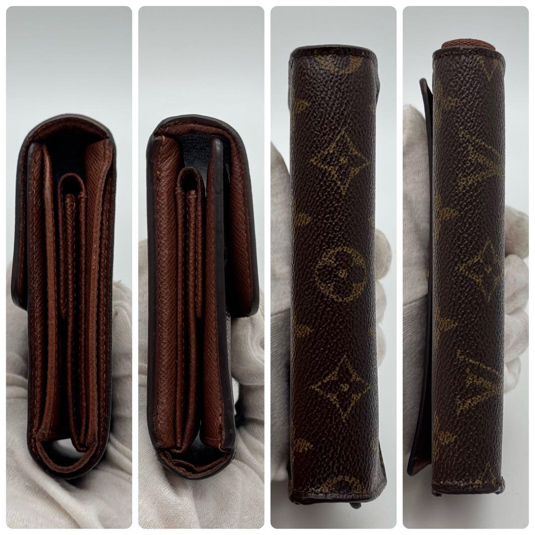 【美品】ルイヴィトン　モノグラム　エテュイパピエ　三つ折り財布　財布　ブラウン系