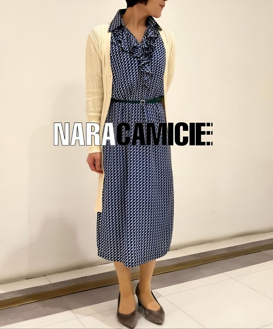 【未使用28600円】ナラカミーチェ♦️春物✨完売 幾何柄フリルワンピース