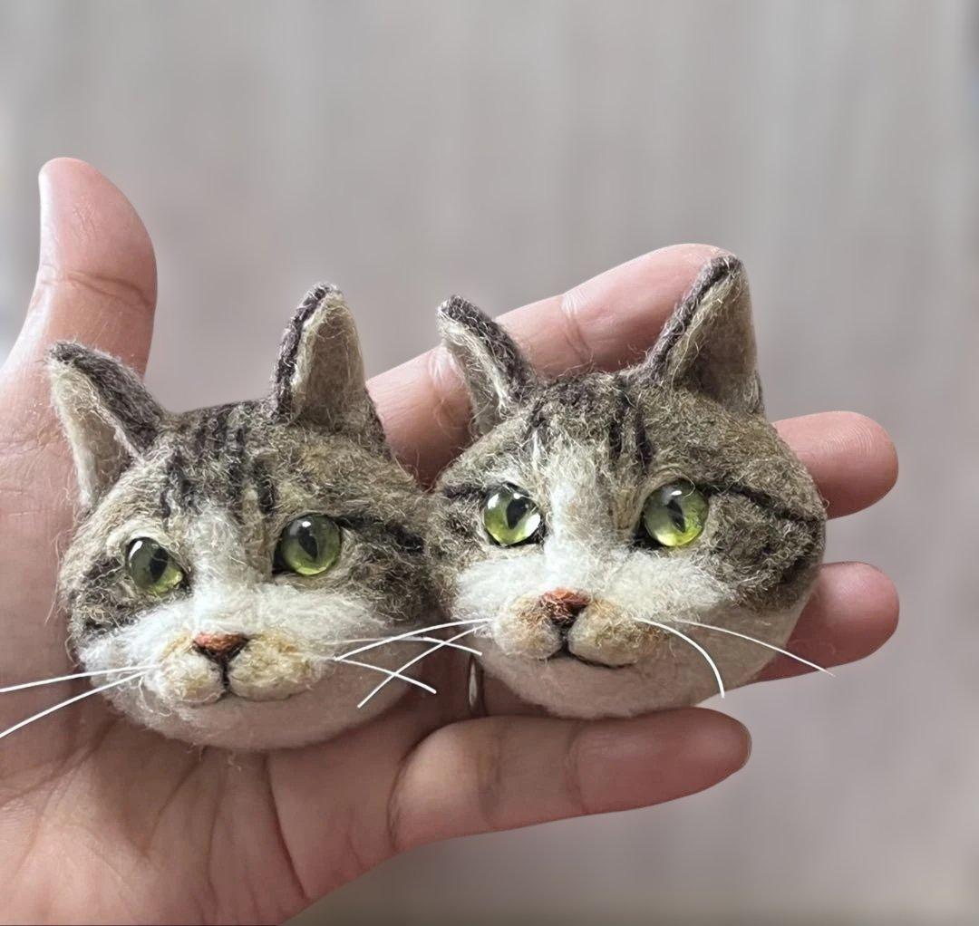【期間限定の断捨離です。 】 羊毛フェルト 猫 ブローチ