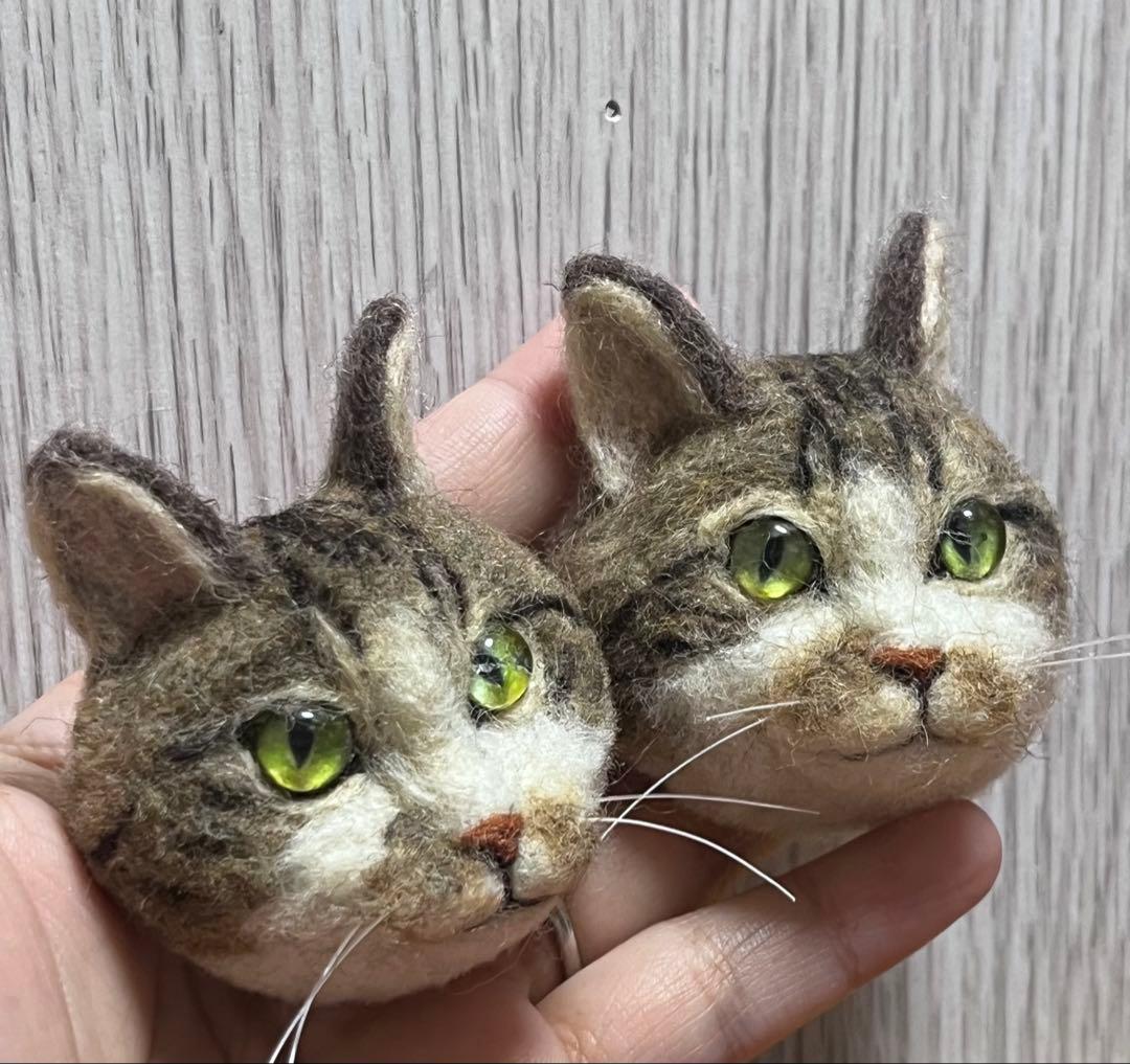 【期間限定の断捨離です。 】 羊毛フェルト 猫 ブローチ