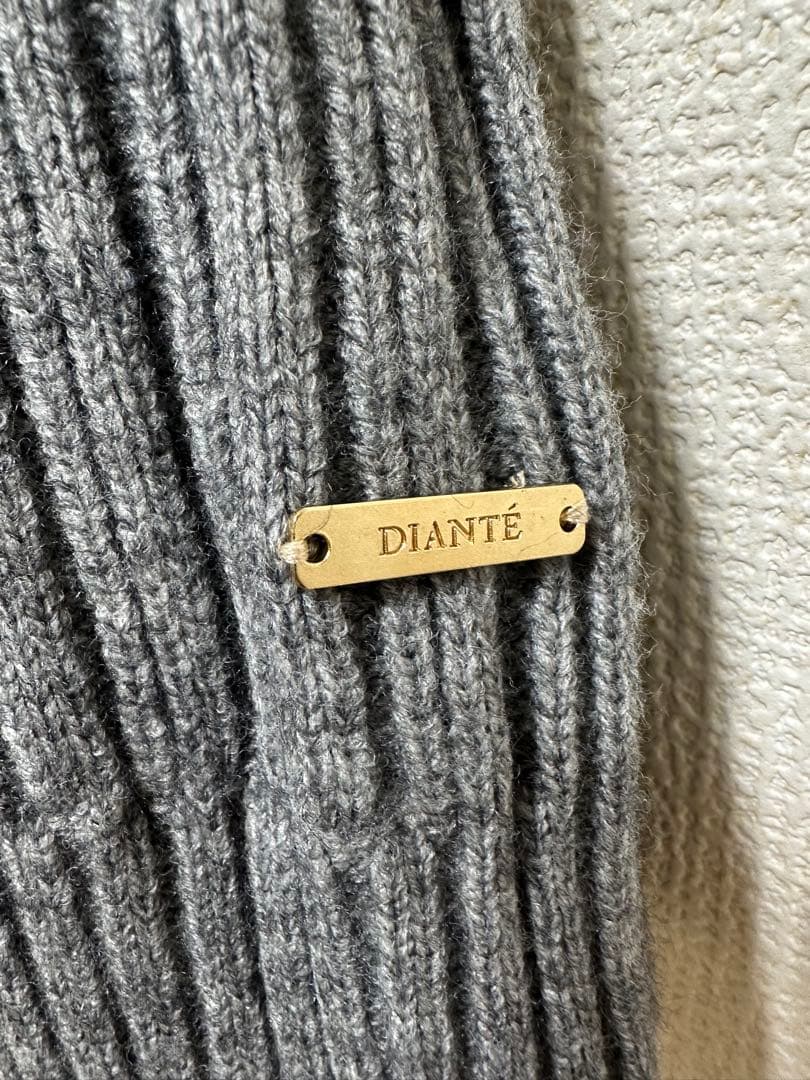 DIANTE オフショルダーニット ワンショルダーニット リブニット グレー