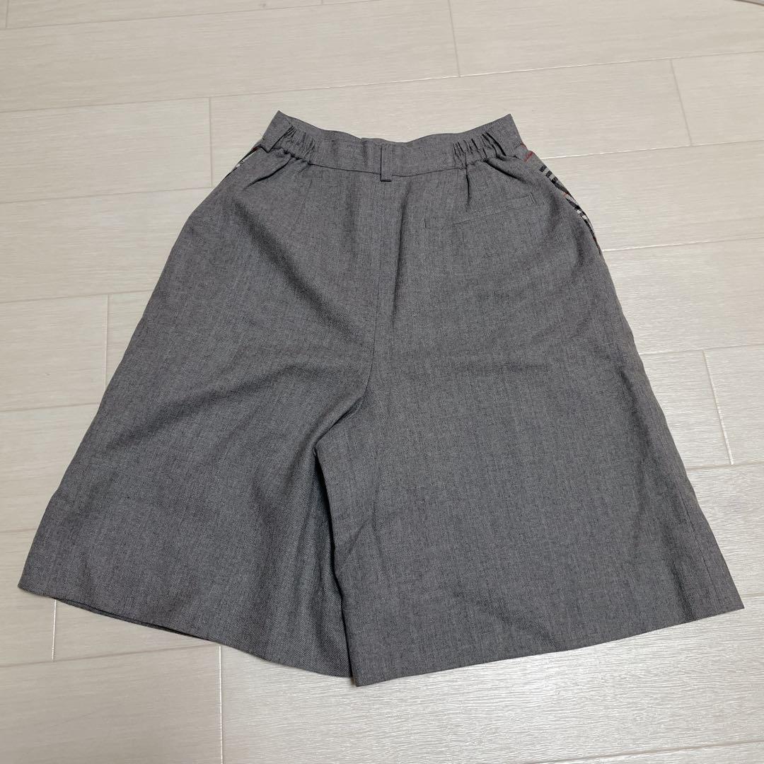 バーバリー　キュロットパンツ　2way チェック　グレー　ロゴ入りボタン