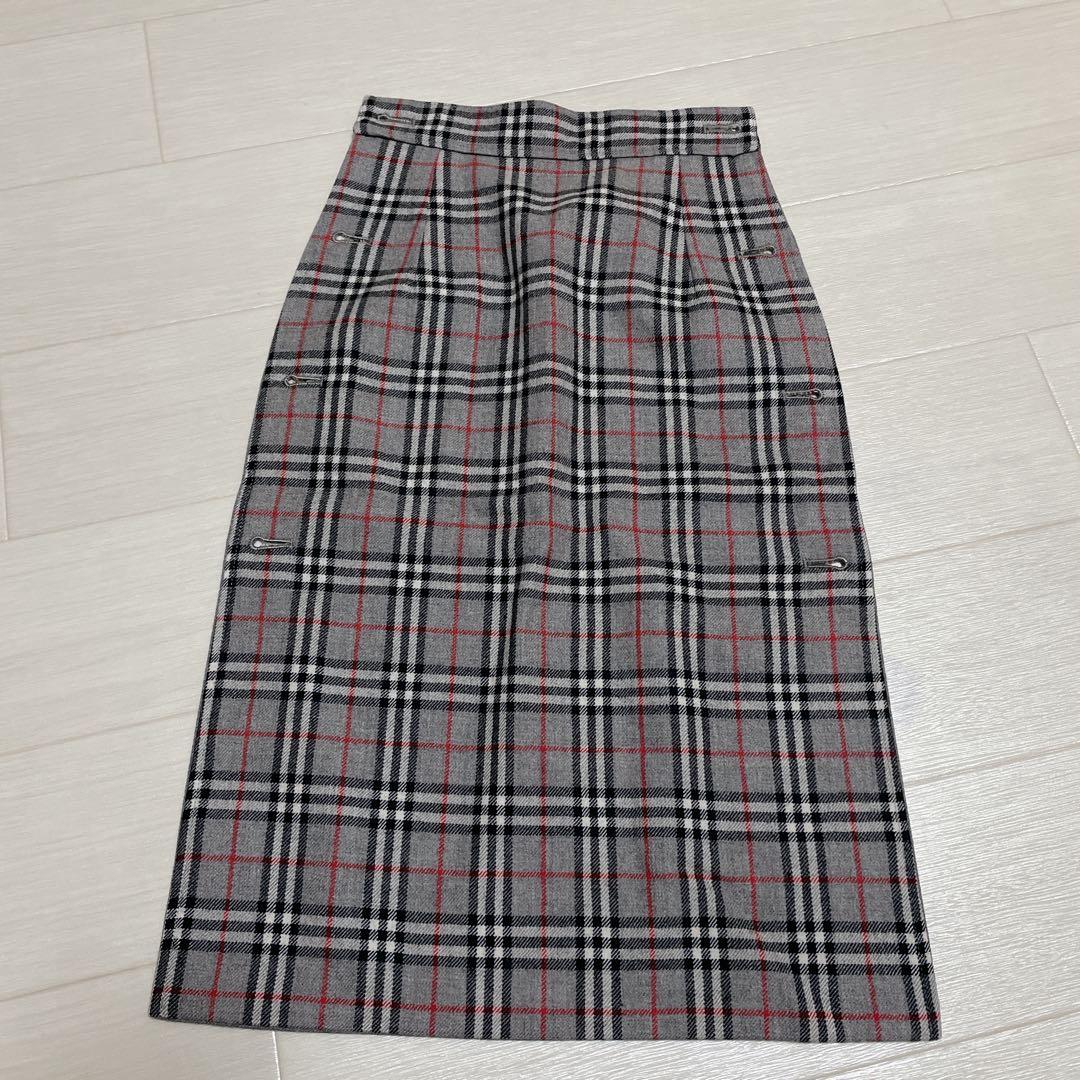 バーバリー　キュロットパンツ　2way チェック　グレー　ロゴ入りボタン