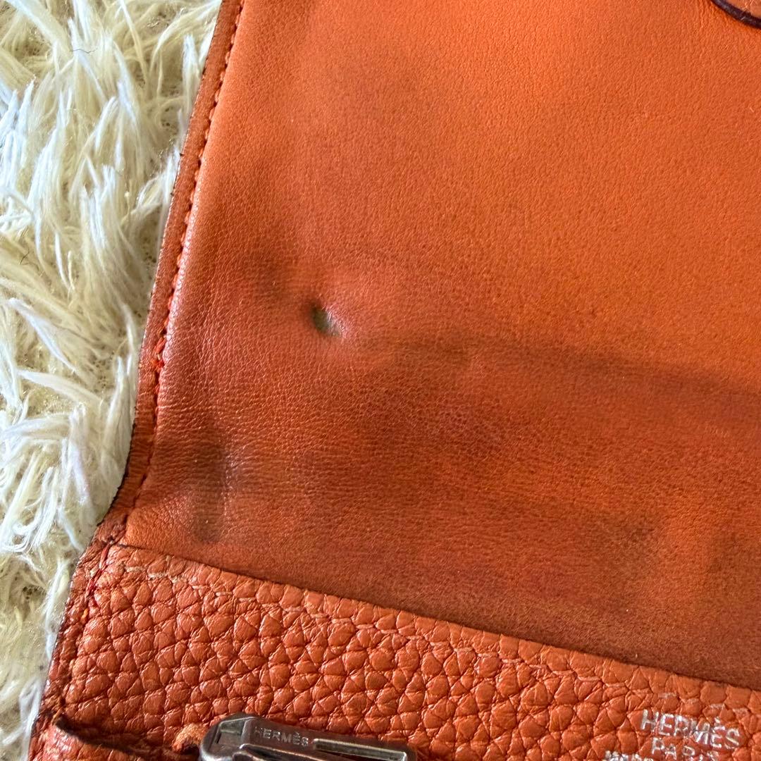 HERMES エルメス ドゴンコンパクト ２つ折り財布 オレンジ