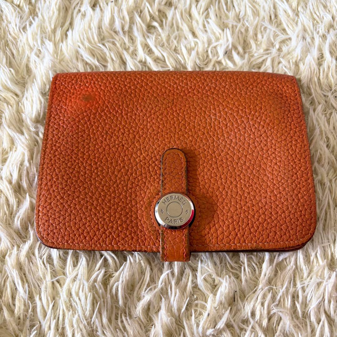 HERMES エルメス ドゴンコンパクト ２つ折り財布 オレンジ