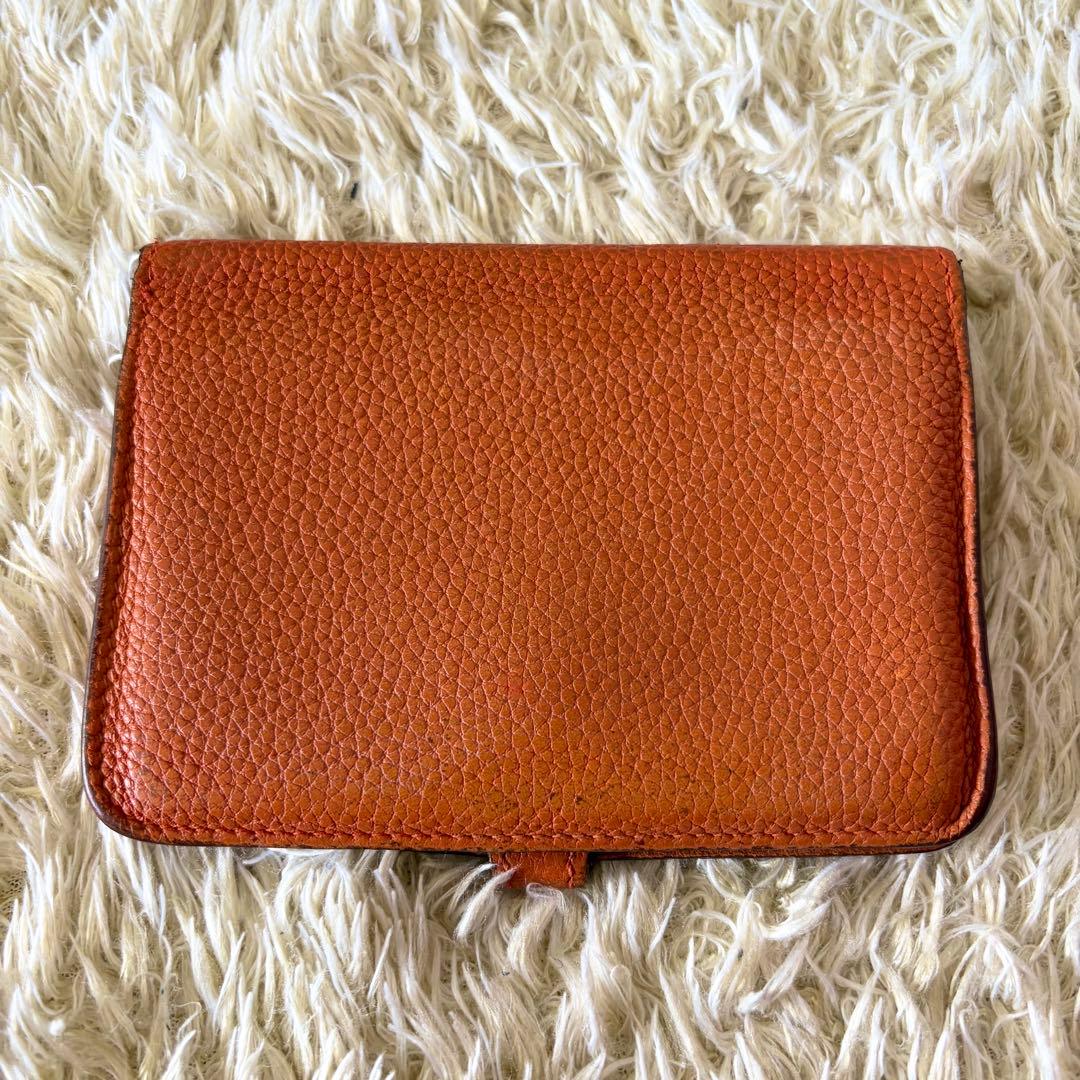 HERMES エルメス ドゴンコンパクト ２つ折り財布 オレンジ