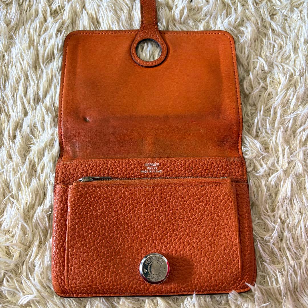 HERMES エルメス ドゴンコンパクト ２つ折り財布 オレンジ