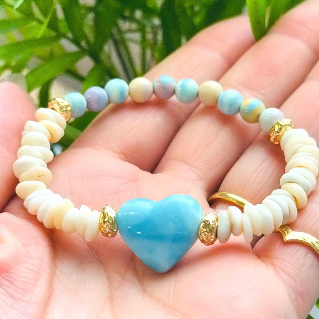 ♡プカシェル×アラシャンハーフ ラリマーブレスレット♡