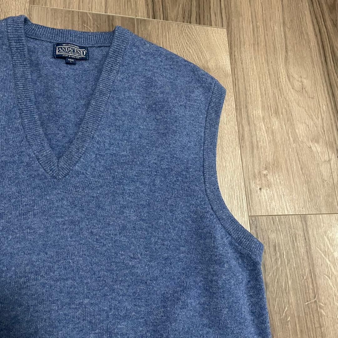 英国製 90s land's end ニットベスト lambswool US古着