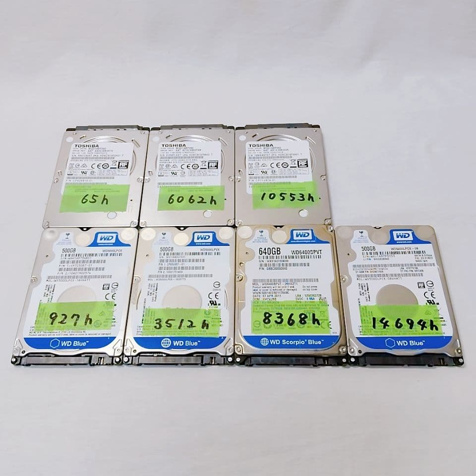 2.5インチ内蔵型HDD 500GB×6個 640GB×1個　正常動作品