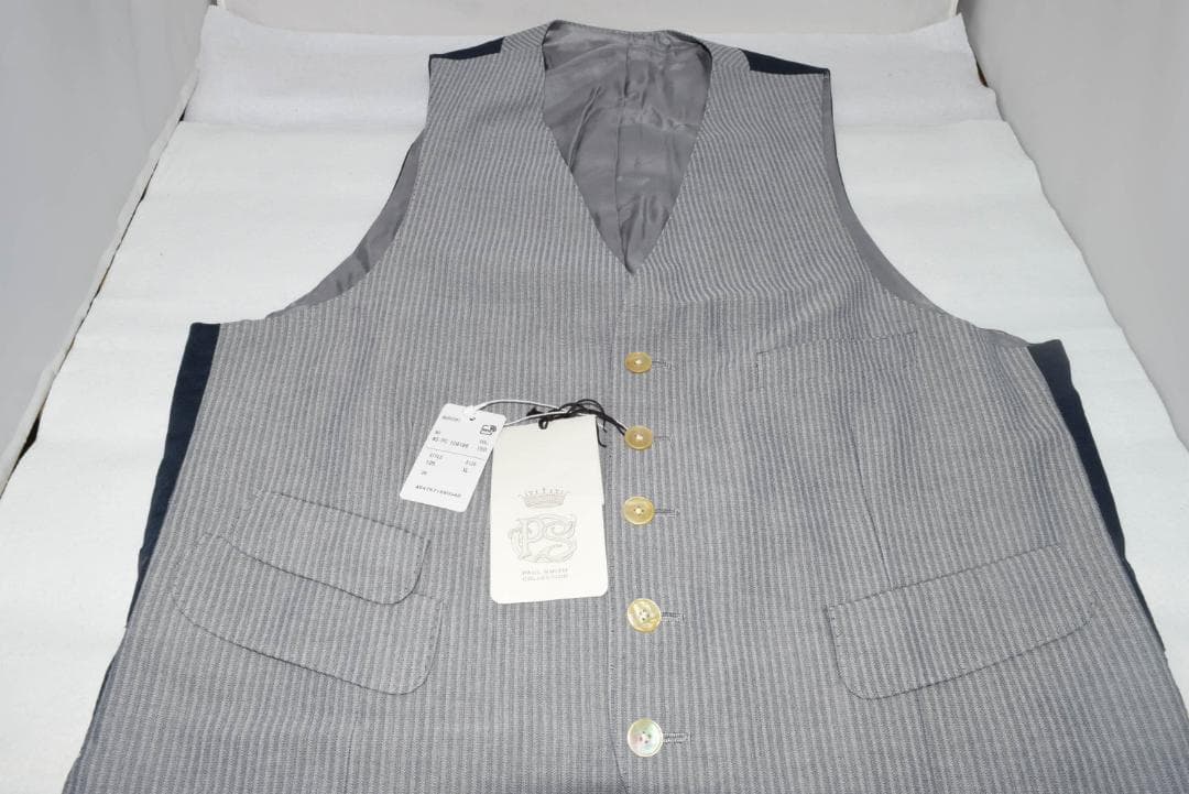 新品☆Paul Smithコレクション シアサッカー ベスト☆XLサイズ☆グレー