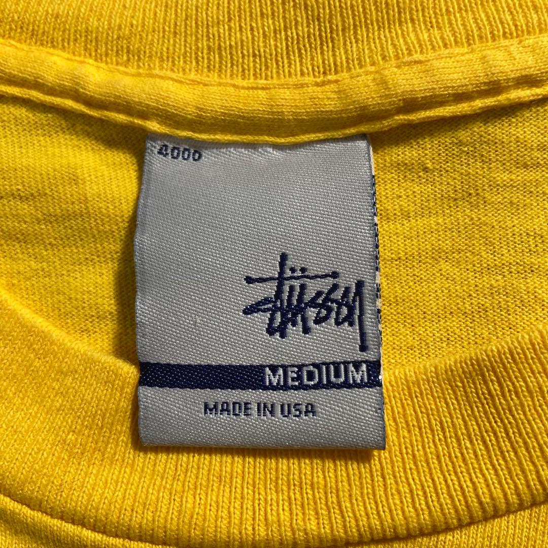 00s stussy Tシャツ センターロゴ　イエロー　Mサイズ