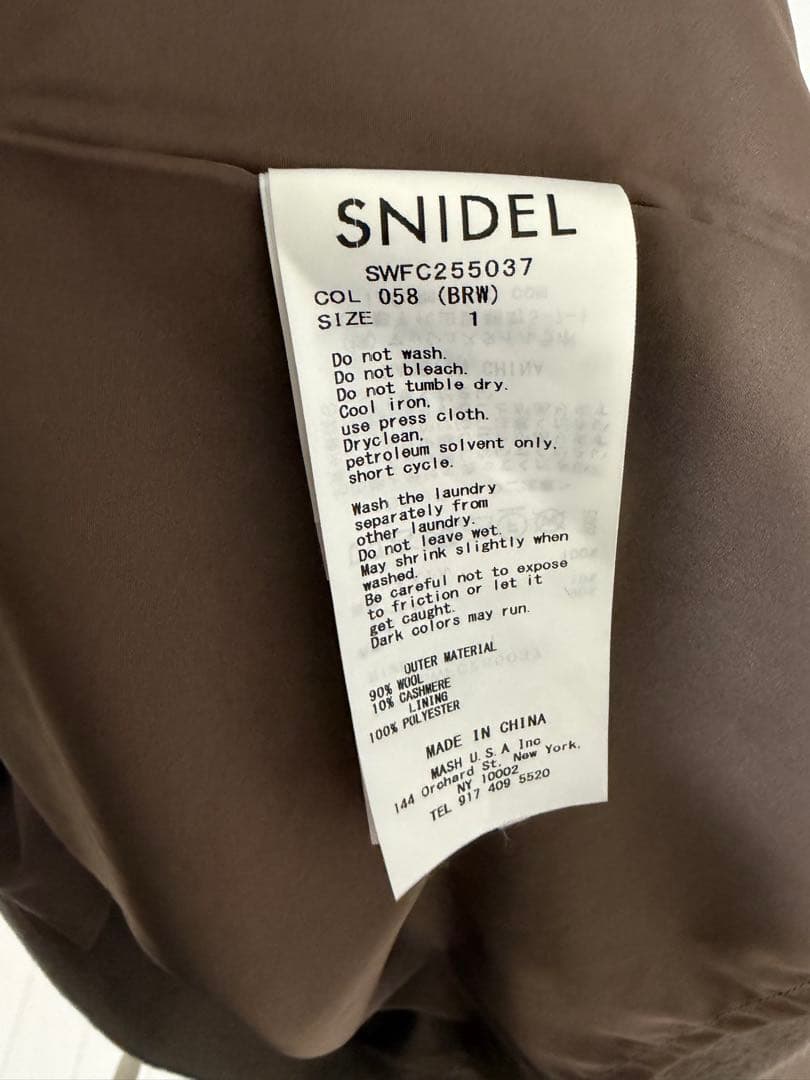 スナイデル　ウールカシミヤスタンドカラーコート　BRW 1サイズ