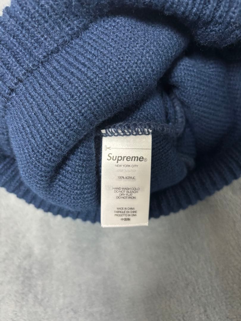 Supreme ネイビー ニット帽 ポンポン付き