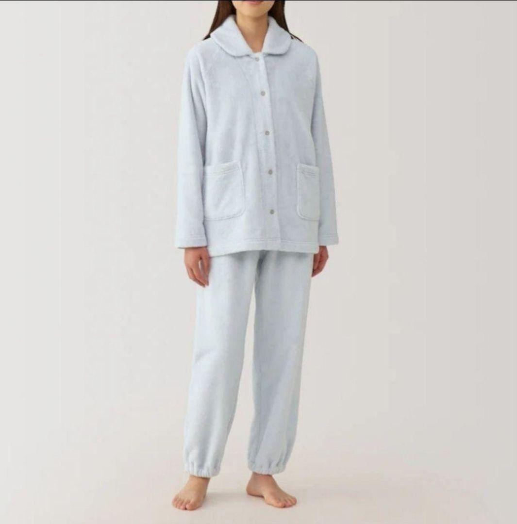 無印良品 着る毛布パジャマ ブルー M MUJI 静電気が起きにくい 婦人
