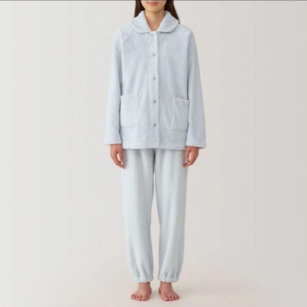 無印良品 着る毛布パジャマ ブルー M MUJI 静電気が起きにくい 婦人