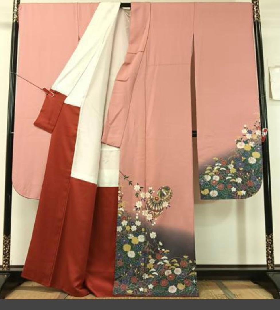 振袖フルセット6点サイズM〜Ｌ花毬文　暈し染め　金彩　正絹
