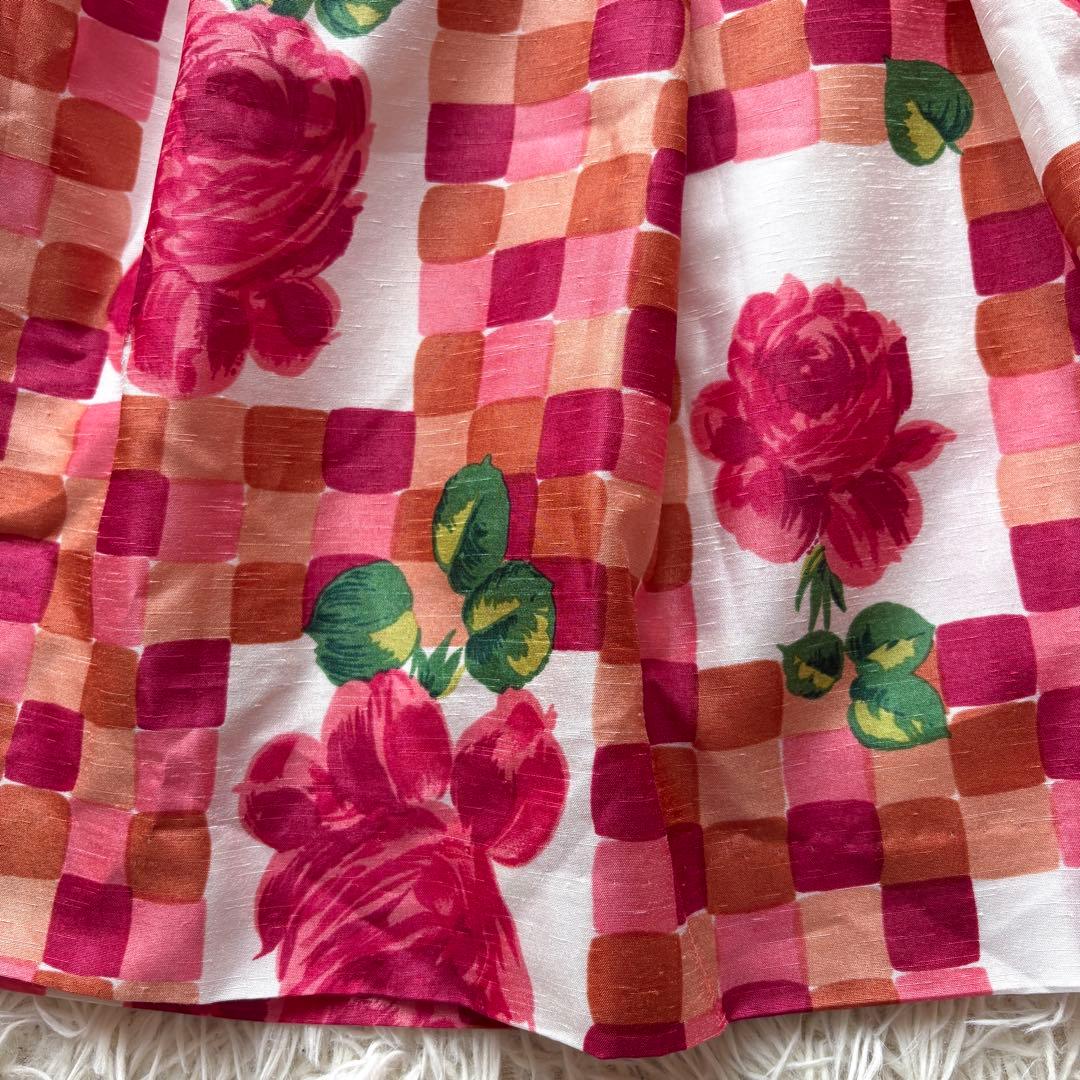 【美品】薔薇　エムズグレイシー　タックワンピース　フレア　パフスリーブ　38
