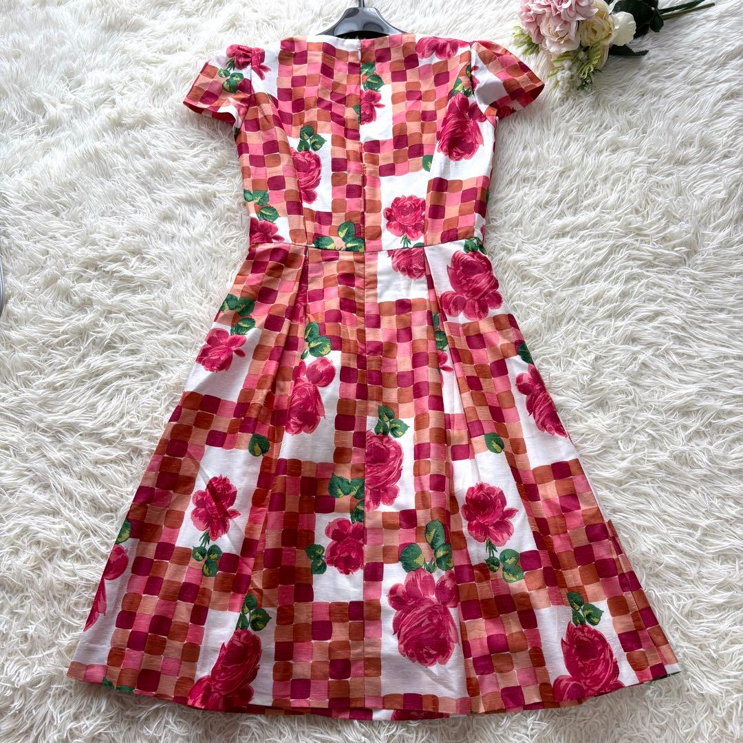 【美品】薔薇　エムズグレイシー　タックワンピース　フレア　パフスリーブ　38