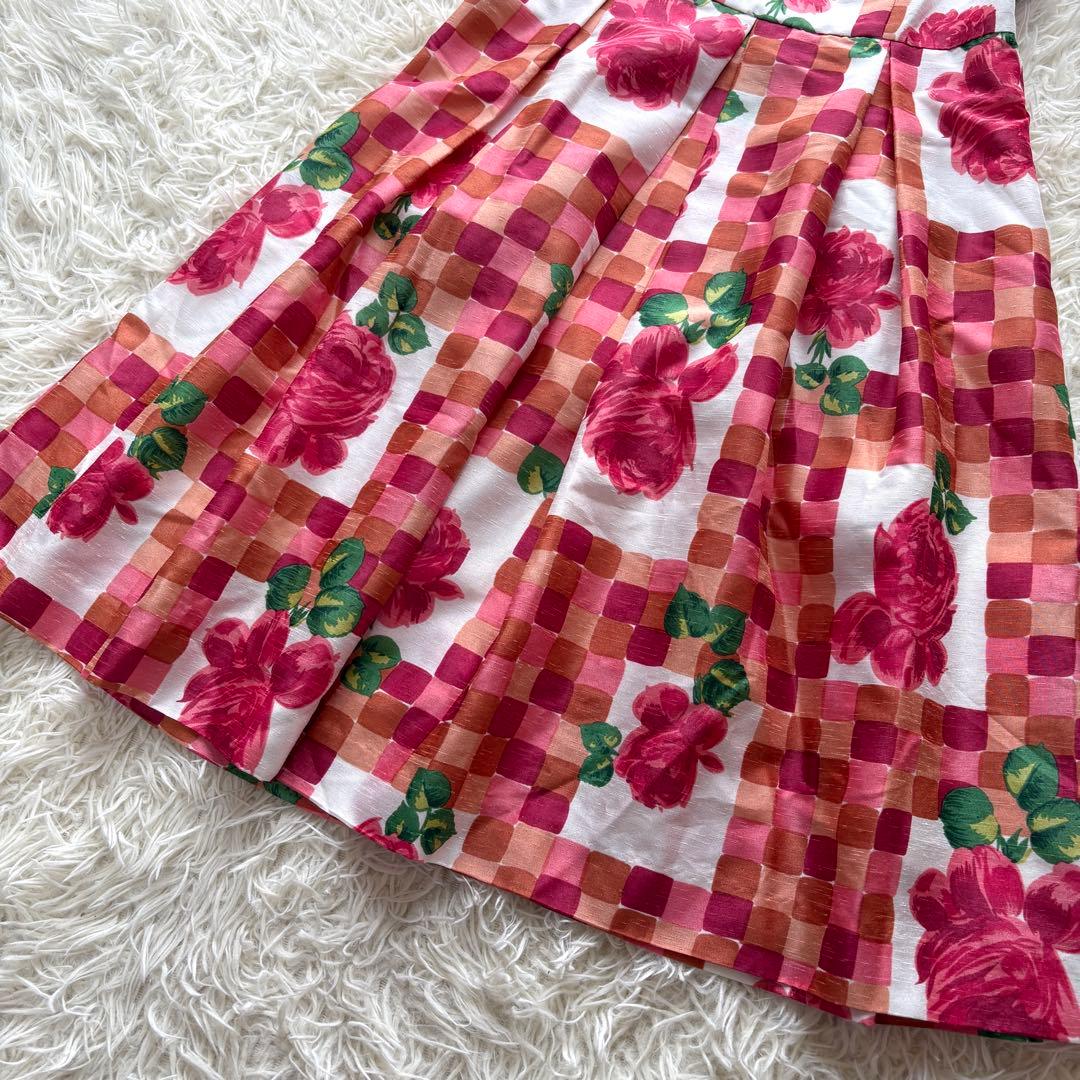 【美品】薔薇　エムズグレイシー　タックワンピース　フレア　パフスリーブ　38