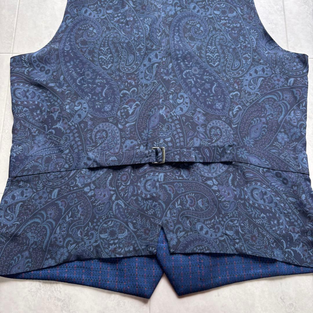 【極美品】エトロ 近年モデル ペイズリー ジャガード ベスト 伊製 46 シルク