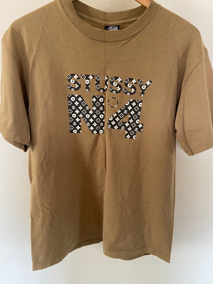 90's STUSSY USA製 No.4 モノグラムプリント Tシャツ L