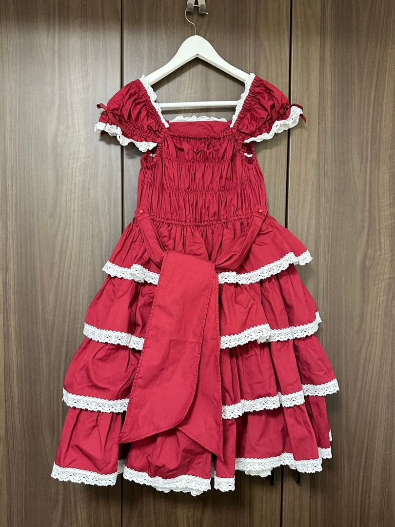 【3/6出品停止】BABY リボンミルキーシュガーJSK（エンジ×オフ白）