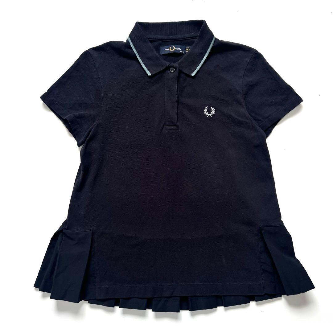 FRED PERRY フレッドペリー ポロシャツ　フリル　レディース　鹿の子　紺